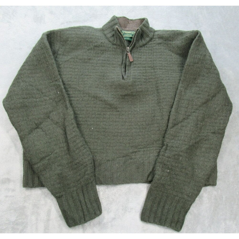 C.C. Filson Sweater Women's XL Mock Neck Green 100% Wool Mede in Hong Kong
